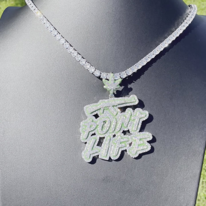 Point Life Glow In The Dark Iced Out Letter Diamond Pendant Necklace