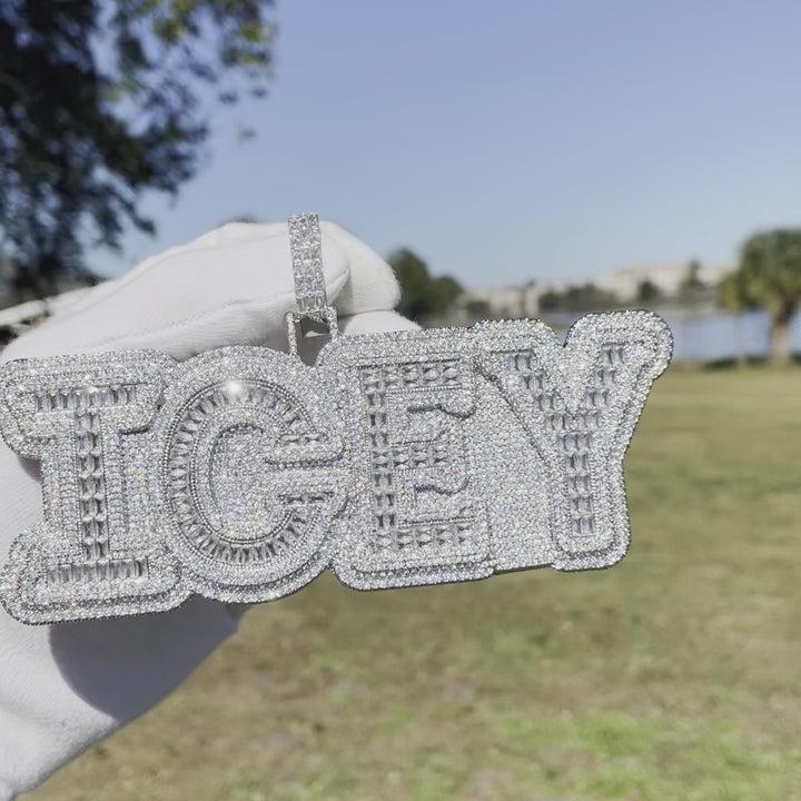 Overflow Stones Loaded with Diamond Iced Out Personalized Custom Name Necklace Pendant