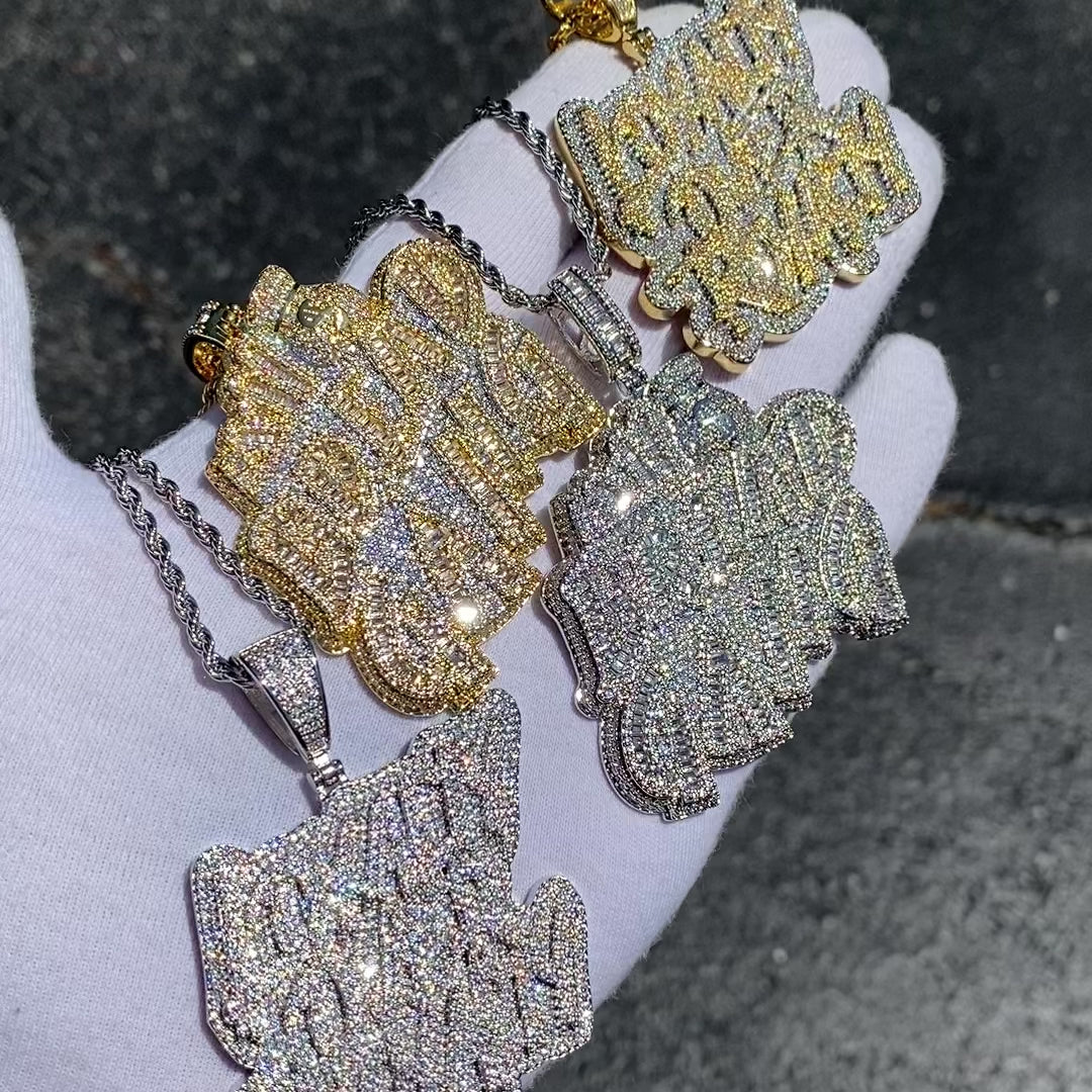 Bread Gang Iced Out Letter Diamond Pendant Necklace