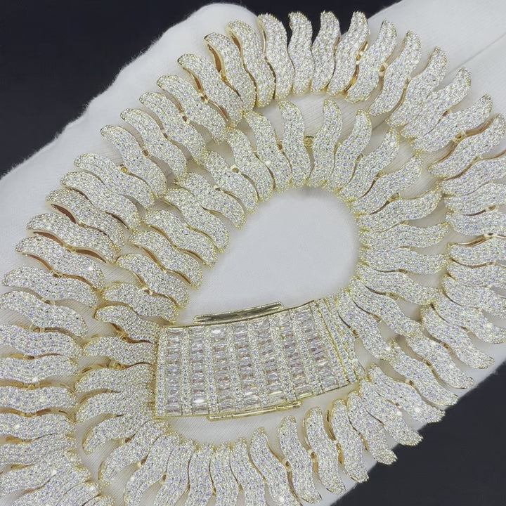 20MM Boomerang Link Iced Out Diamond Necklace Chain