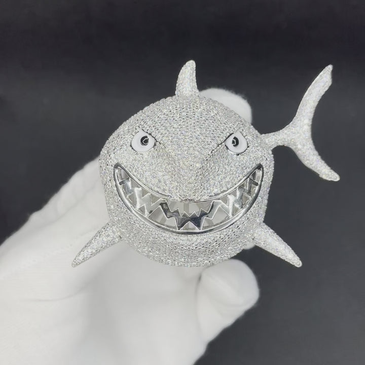 Shark Iced Out Diamond Pendant Necklace