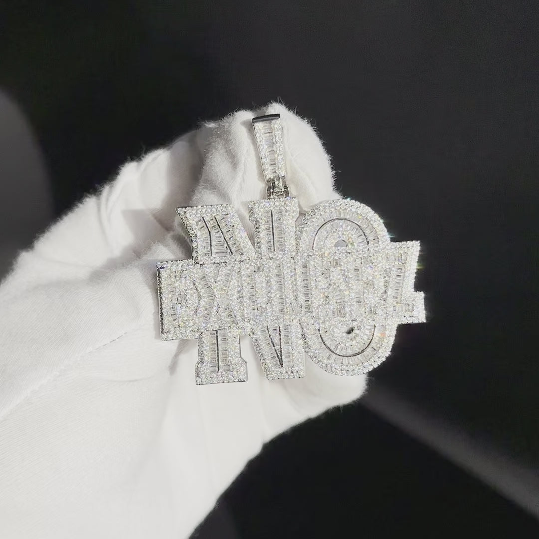 No Excusez Iced Out Letter Diamond Pendant Necklace