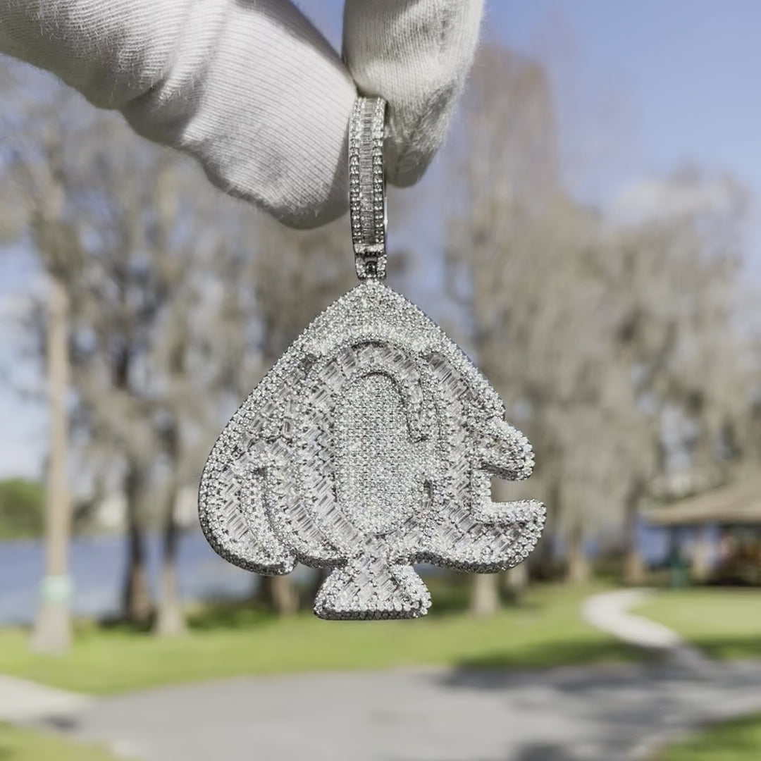 Ace of Spades Iced Out Diamond Pendant Necklace