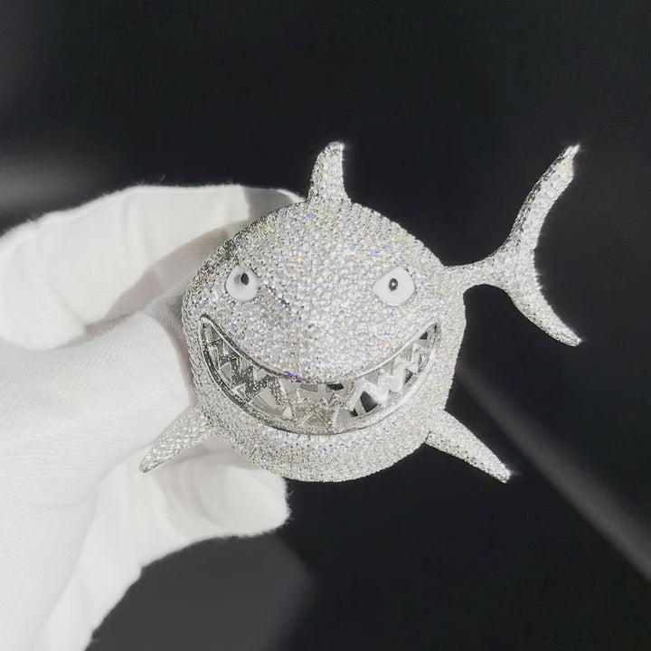 Shark Iced Out Diamond Pendant Necklace