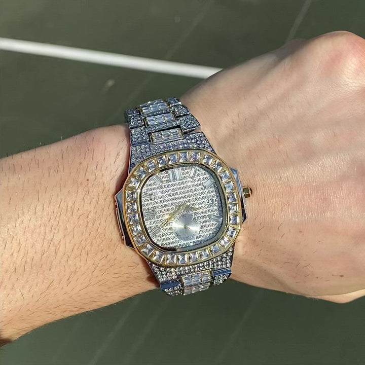 Luxury Date Special Minute Hand Iced Out Diamond Watch