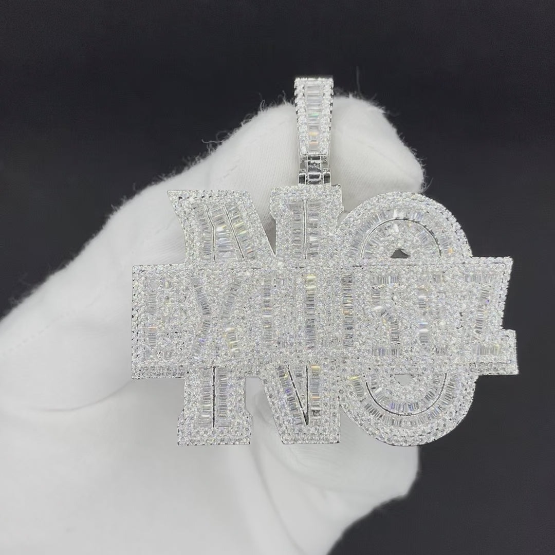 No Excusez Iced Out Letter Diamond Pendant Necklace