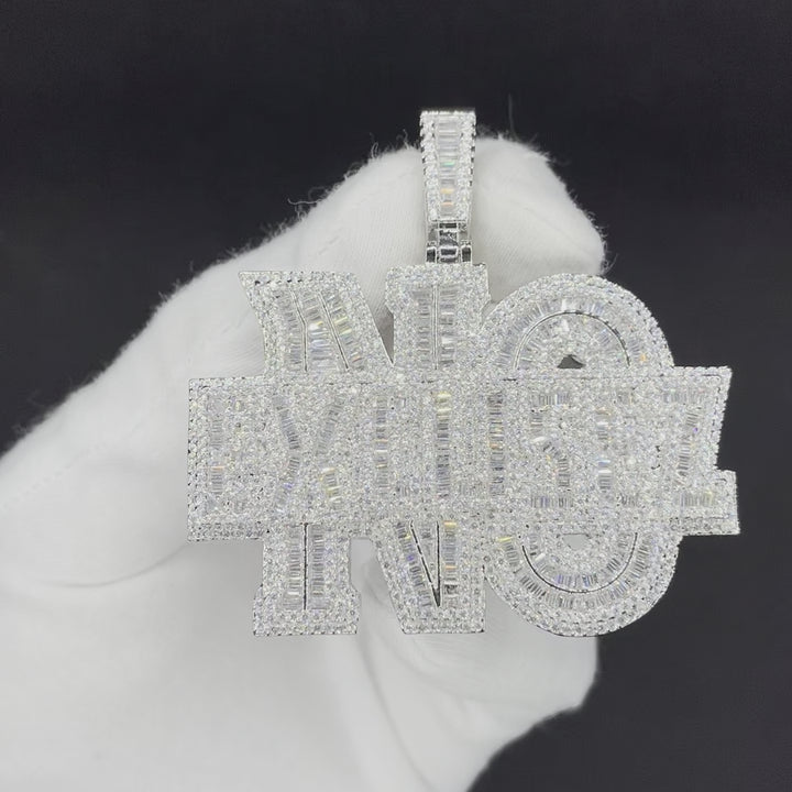 No Excusez Iced Out Letter Diamond Pendant Necklace