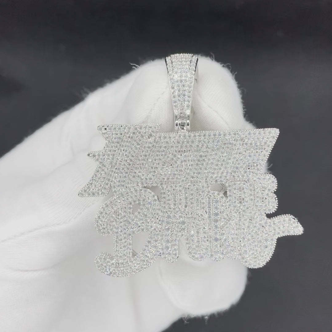 Hustle Or Be Broke Iced Out Letter Diamond Pendant Necklace