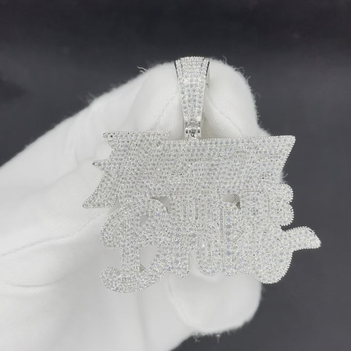 Hustle Or Be Broke Iced Out Letter Diamond Pendant Necklace