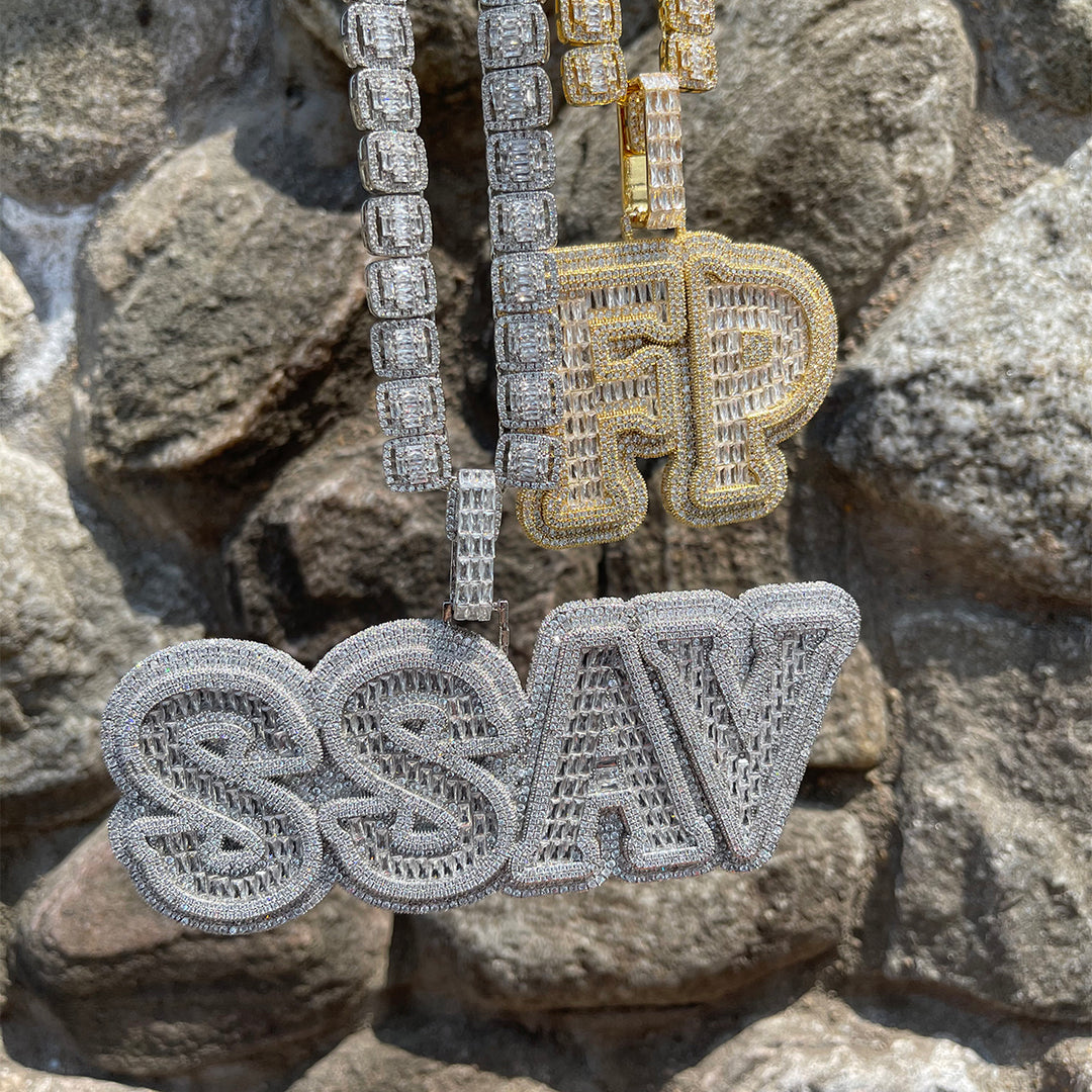 Overflow Stones Loaded with Diamond Iced Out Personalized Custom Name Necklace Pendant