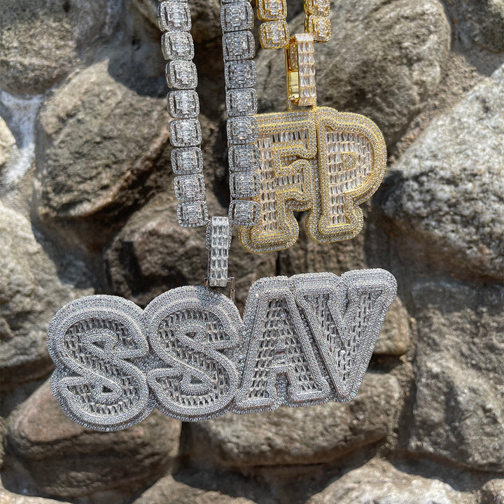 Overflow Stones Loaded with Diamond Iced Out Personalized Custom Name Necklace Pendant