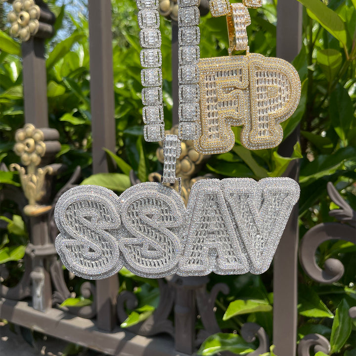 Overflow Stones Loaded with Diamond Iced Out Personalized Custom Name Necklace Pendant