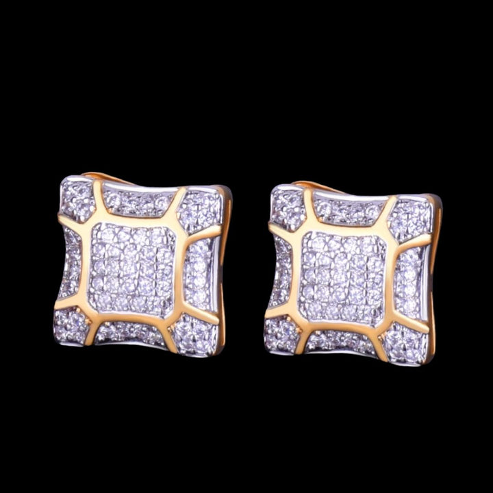 11MM Sunshine Screw Back Iced Out Diamond Stud Earrings