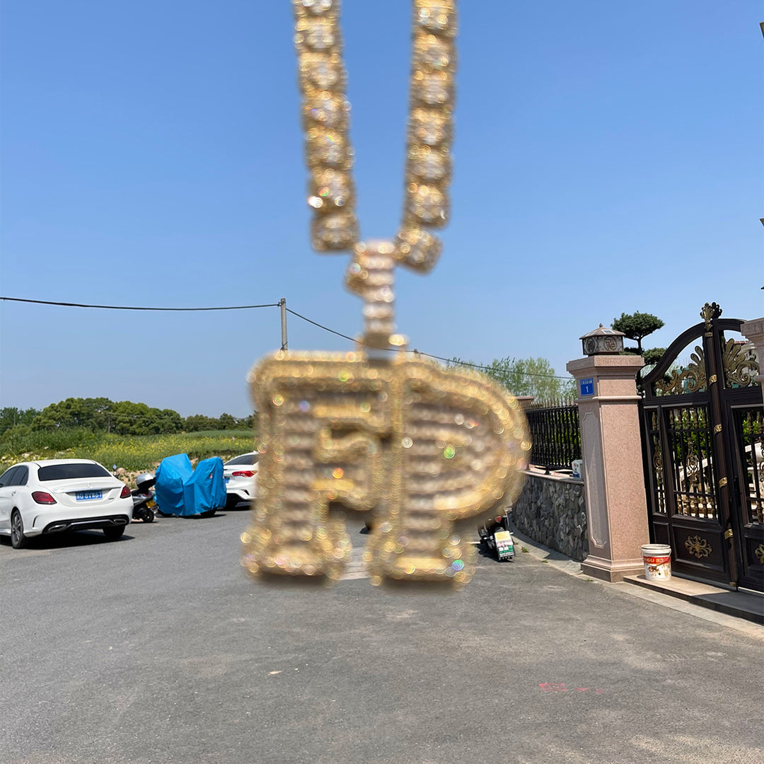 Overflow Stones Loaded with Diamond Iced Out Personalized Custom Name Necklace Pendant