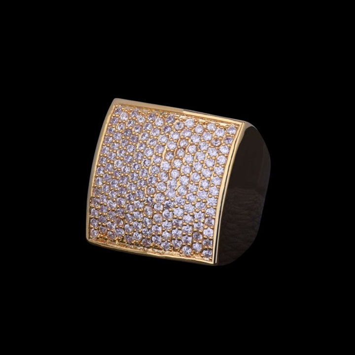 Oval Square Cubic Iced Out Diamond Ring