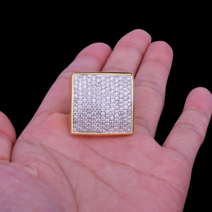 Oval Square Cubic Iced Out Diamond Ring