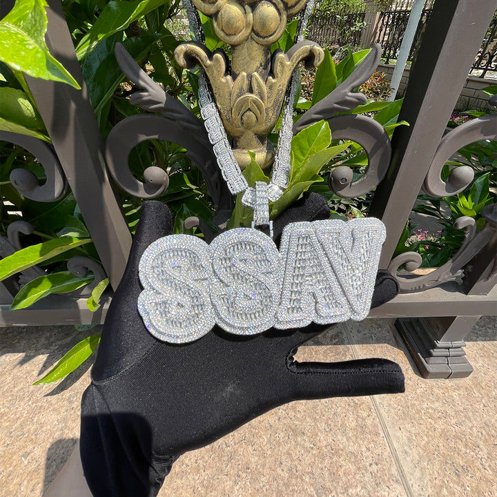 Overflow Stones Loaded with Diamond Iced Out Personalized Custom Name Necklace Pendant