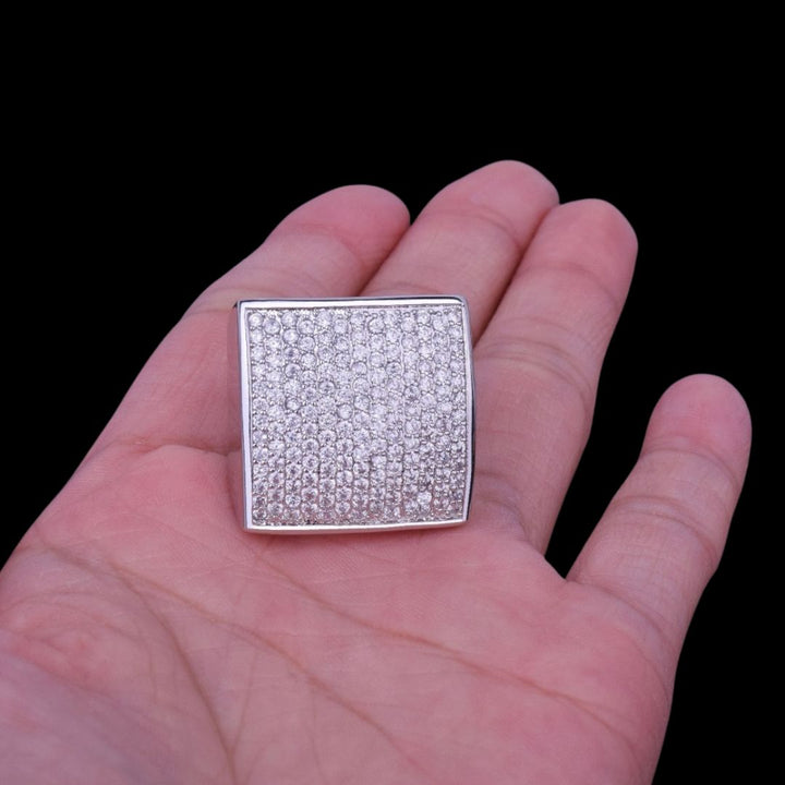 Oval Square Cubic Iced Out Diamond Ring