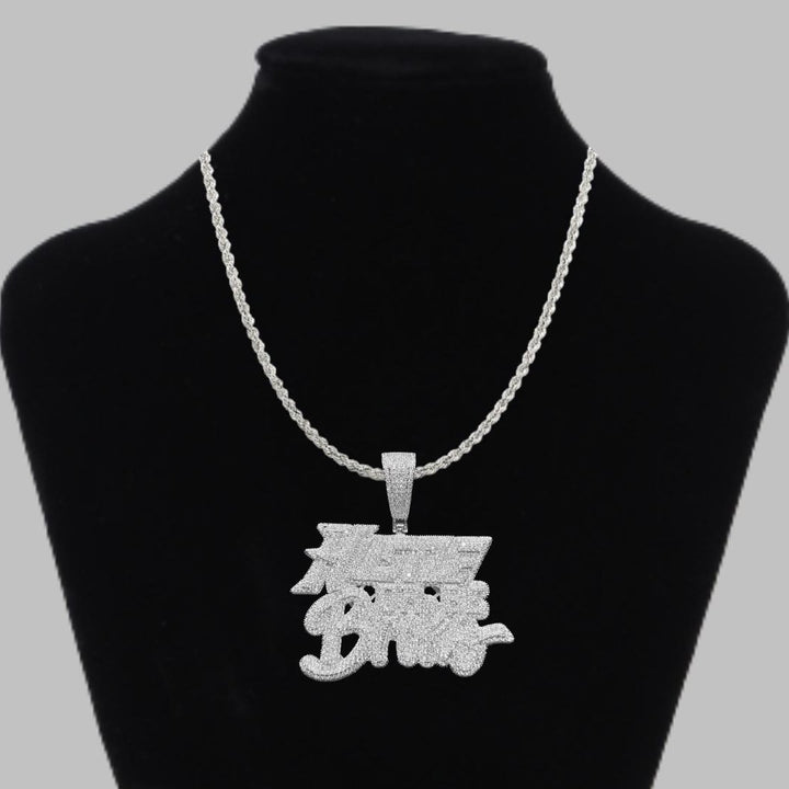 Hustle Or Be Broke Iced Out Letter Diamond Pendant Necklace