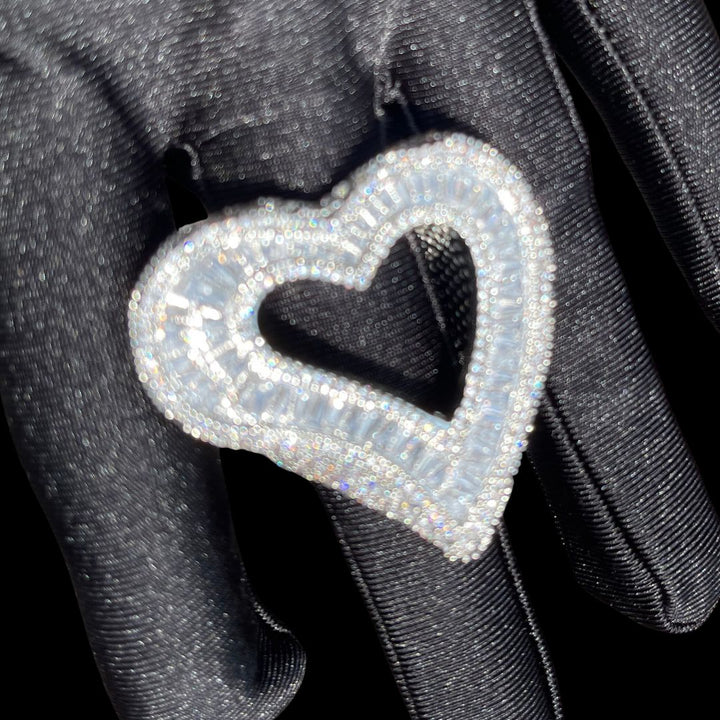 Open Heart Iced Out Diamond Ring