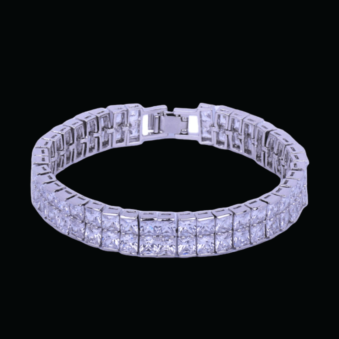 10MM Baguette Square Model Sparkly Shine Bracelet - Icey Pyramid