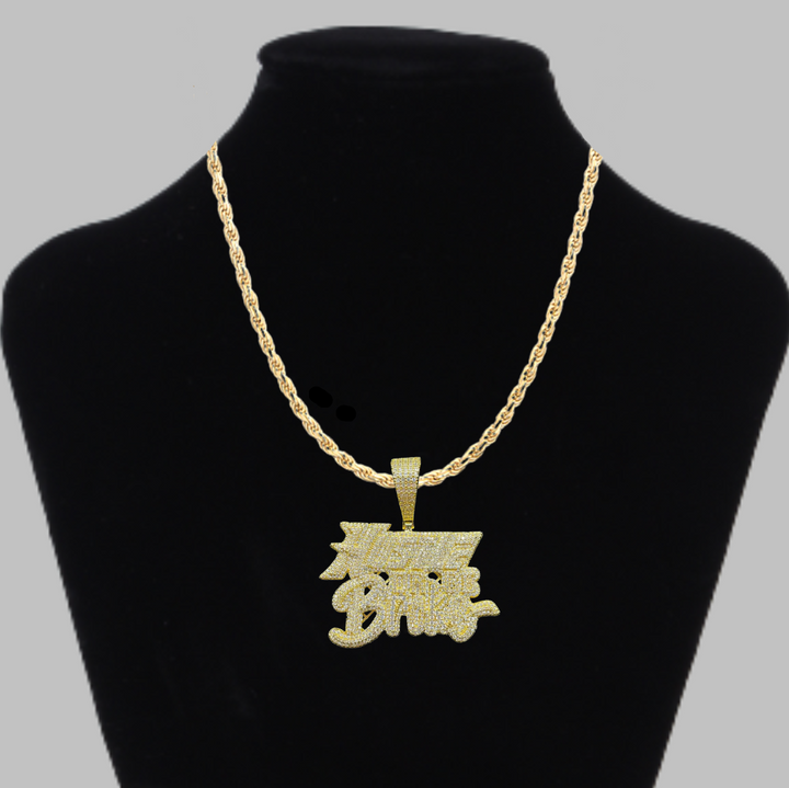 Hustle Or Be Broke Iced Out Letter Diamond Pendant Necklace