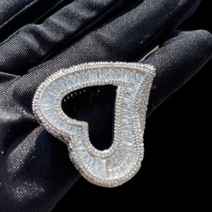 Open Heart Iced Out Diamond Ring