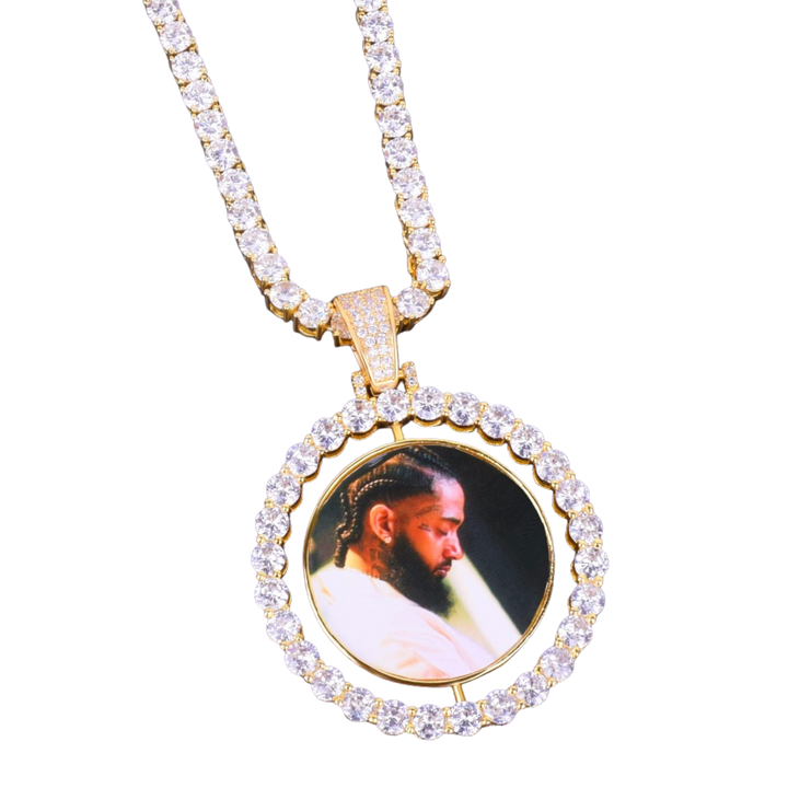 Rotating Double-Sided Medallions Spinning Custom Photo Picture Pendant Necklace