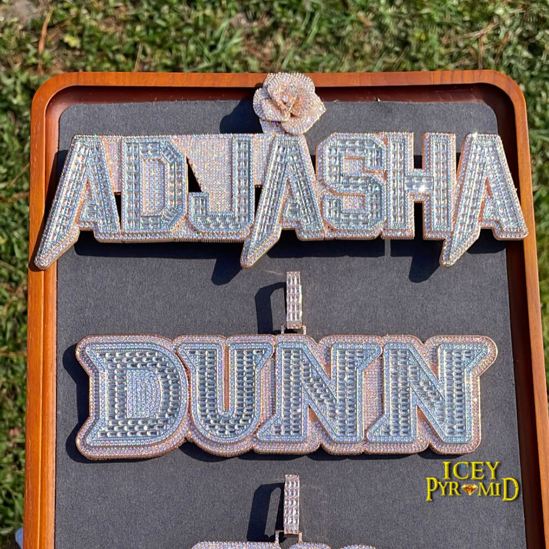 Rising Rose Edition Rose Flower Bail Iced Out Personalized Custom Name Necklace Pendant