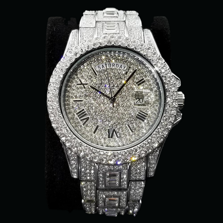 Day Date Roman Numerals VVS Iced Out Diamond Watch