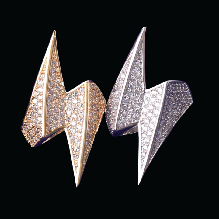 Lightning Sign Iced Out Diamond Ring
