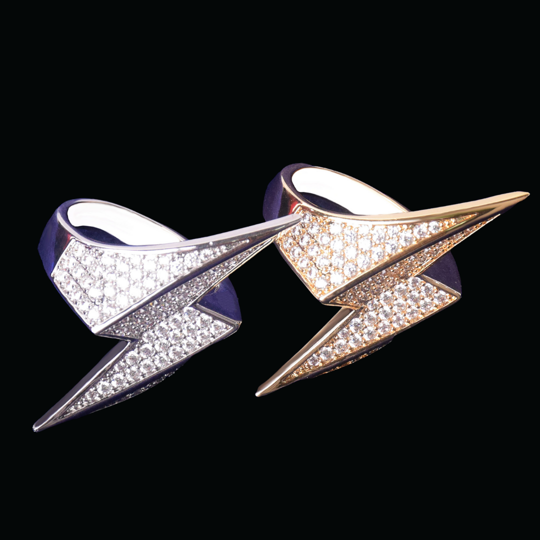 Lightning Sign Iced Out Diamond Ring