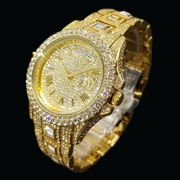 Day Date Roman Numerals VVS Iced Out Diamond Watch