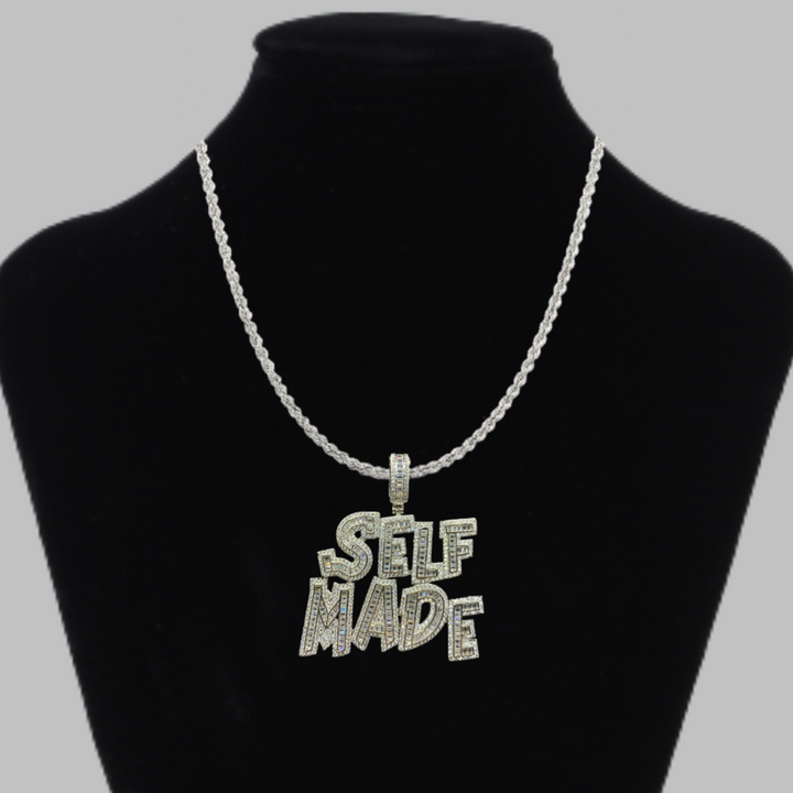 Self Made Iced Out Letter Diamond Pendant Necklace