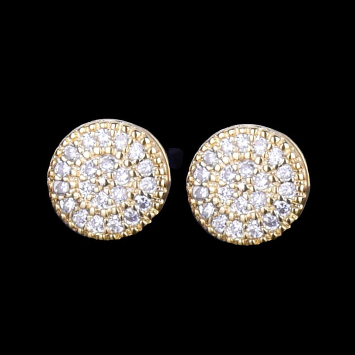8MM Round Cut Iced Out Diamond Stud Earrings