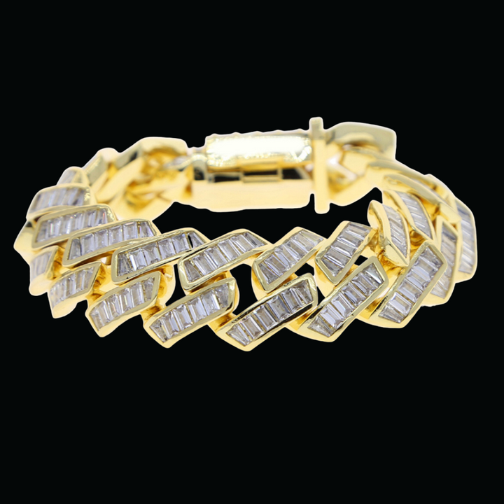 19MM Big Baguette Prong Cuban Iced Out Diamond Bracelet