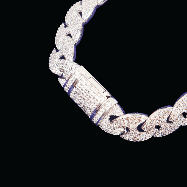 12MM Men's Iced Out Solid Back Bracelet - Icey Pyramid