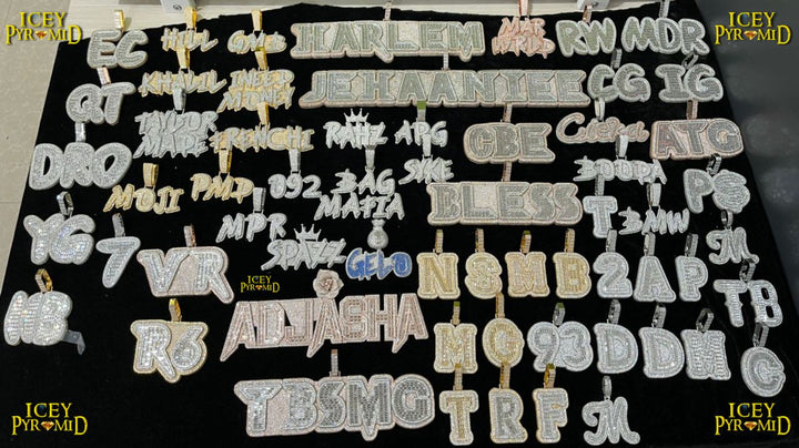 Sticky Letters Extra Shine Iced Out Personalized Custom Name Necklace Pendant
