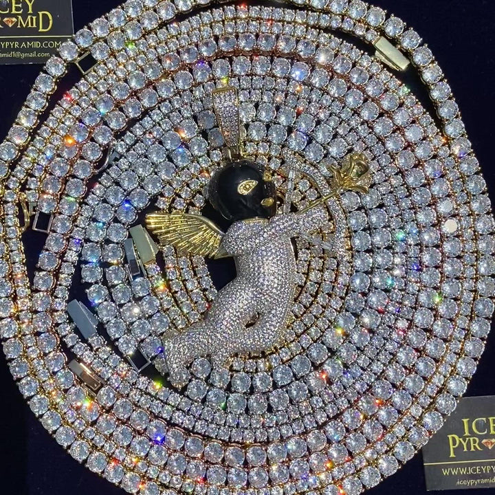 Goddess Of Love with Arrow Iced Out Diamond Pendant Necklace