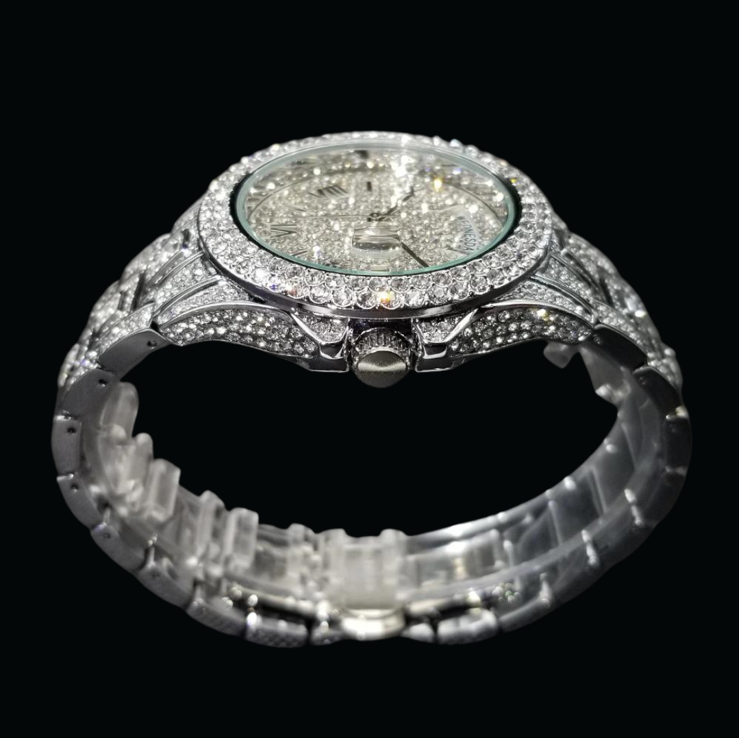 Day Date Roman Numerals VVS Iced Out Diamond Watch