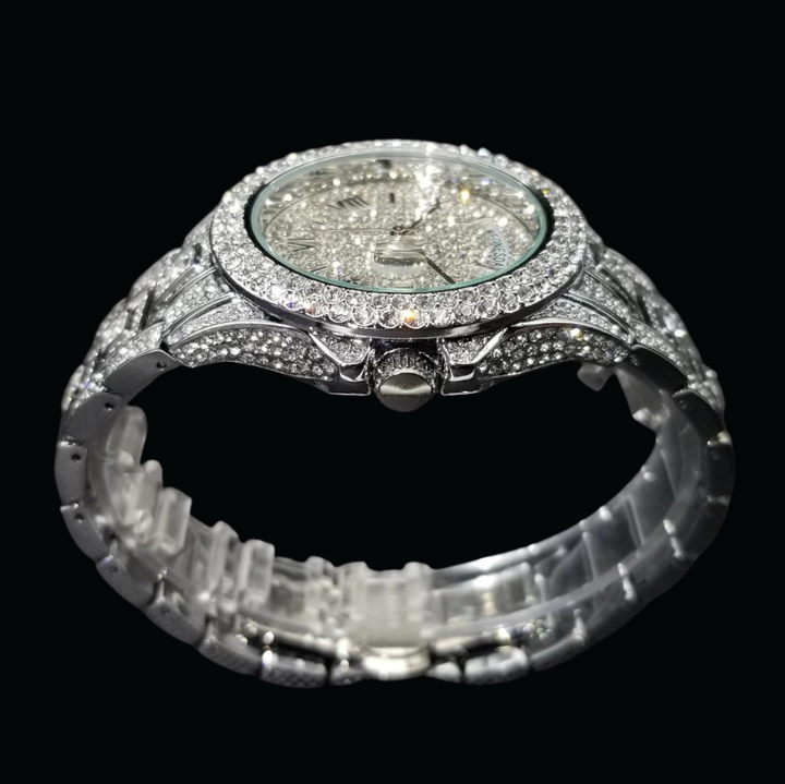 Day Date Roman Numerals VVS Iced Out Diamond Watch