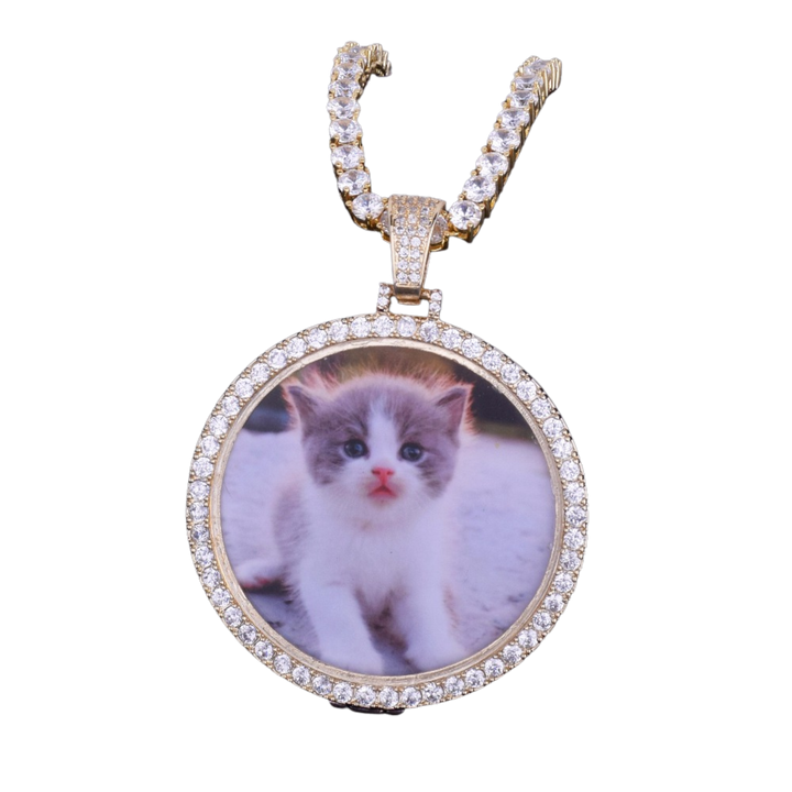 Round Tennis Classy Tennis Bail Custom Photo Picture Pendant Necklace