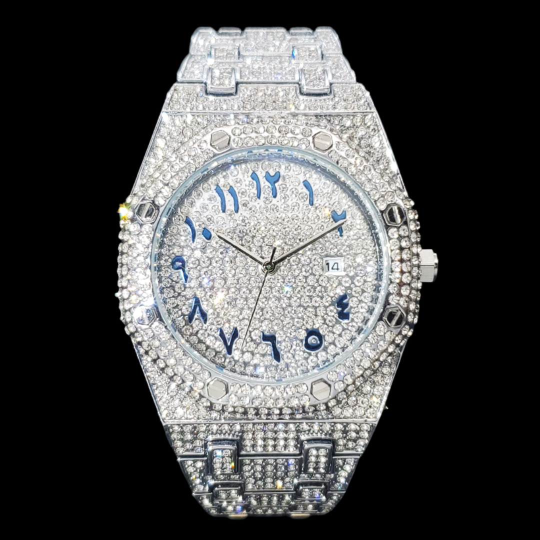 Bust Down Date Arabic Numerals VVS Iced Out Diamond Watch Bust Down Date Arabic Numerals VVS Iced Out Diamond Watch