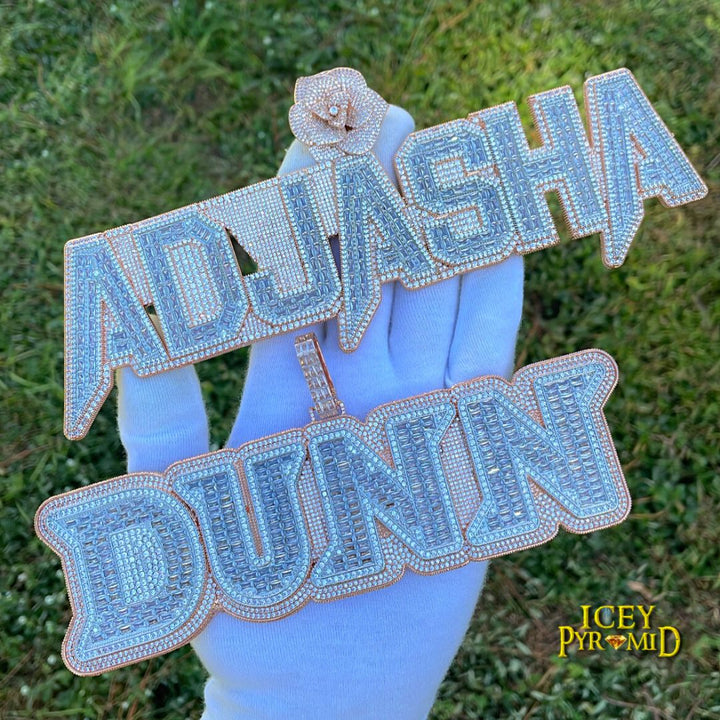 Rising Rose Edition Rose Flower Bail Iced Out Personalized Custom Name Necklace Pendant