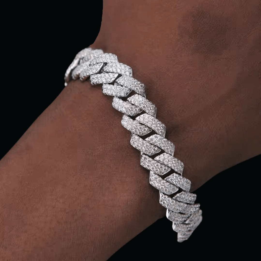 12MM Iced Out Wide Miami Cuban Link Chain Bracelet - Icey Pyramid
