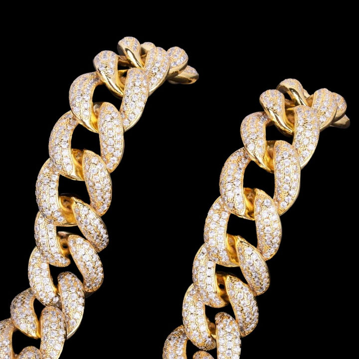 20MM Prong Baguette Iced Out Diamond Necklace Bracelet Set