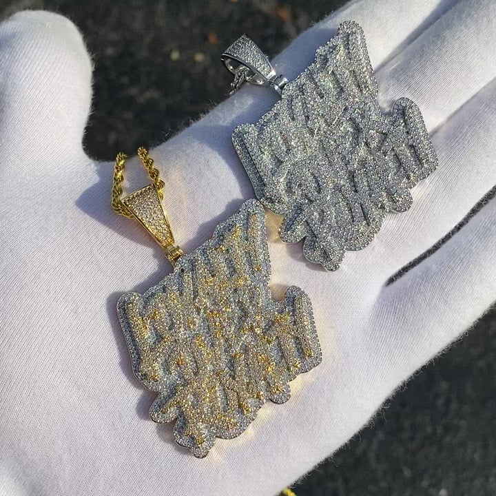 Loyalty Over Royalty Iced Out Letter Diamond Pendant Necklace