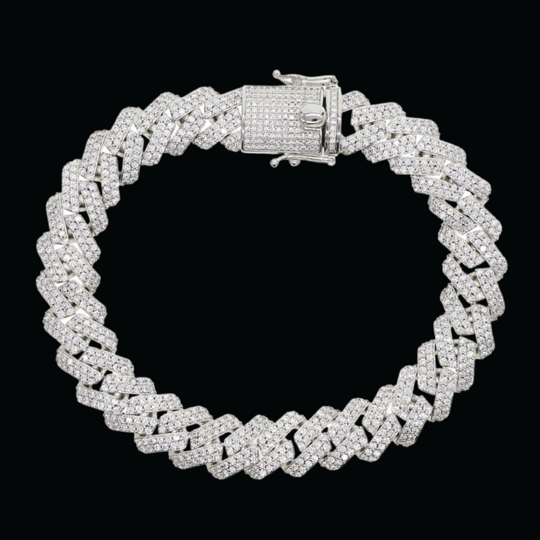 12MM Iced Out Wide Miami Cuban Link Chain Bracelet - Icey Pyramid