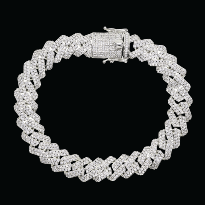 12MM Iced Out Wide Miami Cuban Link Chain Bracelet - Icey Pyramid