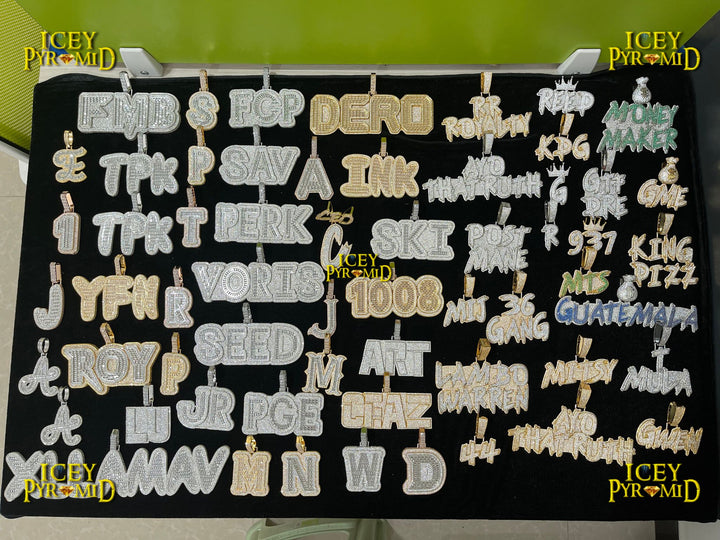 Lux Design Two Layers Iced Out Personalized Custom Name Necklace Pendant